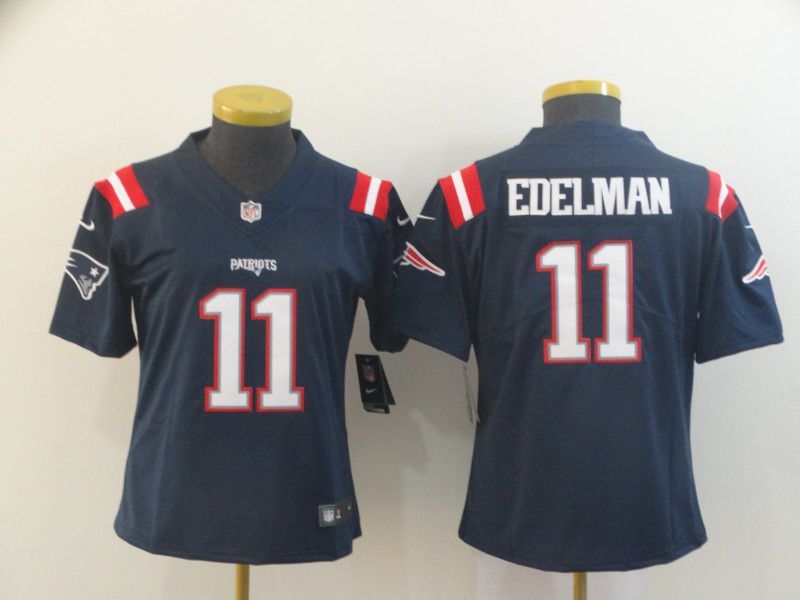 Women New England Patriots #11 Edelman Blue Nike Vapor Untouchable Limited Player NFL Jerseys->youth nfl jersey->Youth Jersey
